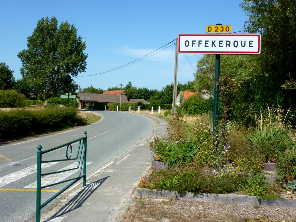 Offekerque (Pas-de-Calais) city limit sign
