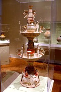 Oil lamp, Hebei province, China, Eastern Han dynasty, 1st-2nd century AD, earthenware, pigments - Portland Art Museum - Portland, Oregon - DSC08604
