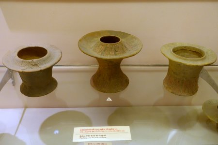 Oil lamps (colored), Sa Huynh culture - National Museum of Vietnamese History - Hanoi, Vietnam - DSC05477