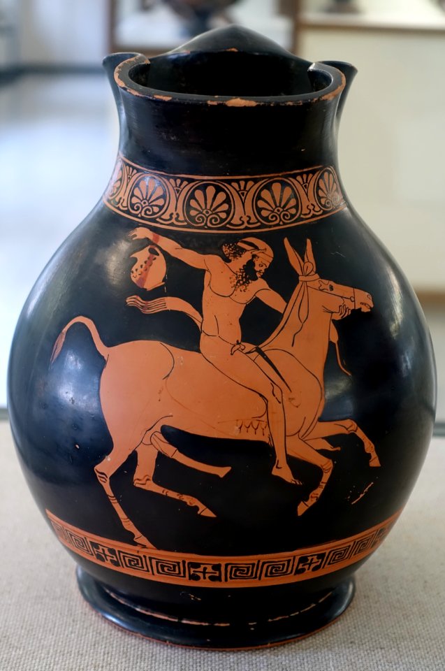 Oinochoe (choenkanne) with satyr on horse, Athens, 450-440 BC, H 5387 - Martin von Wagner Museum - Würzburg, Germany - DSC05805
