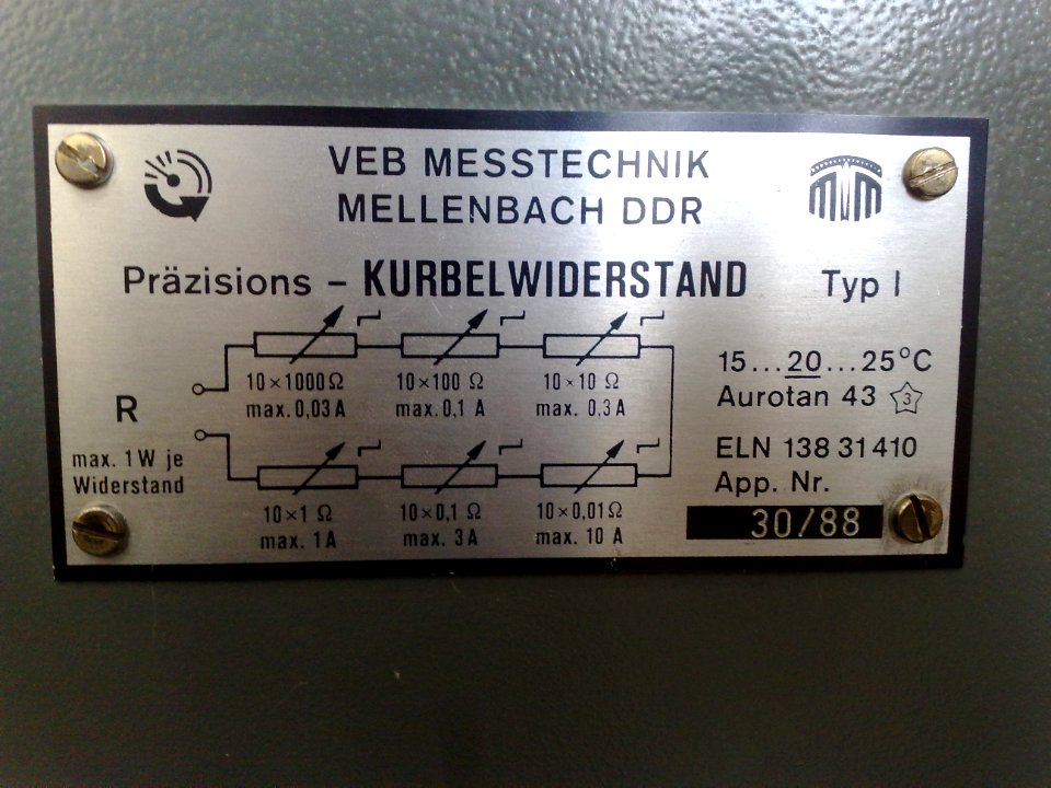 Odporová dekáda KURBELWIDERSTAND (C)