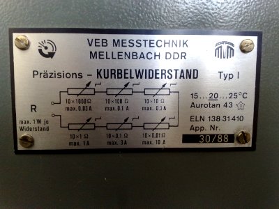 Odporová dekáda KURBELWIDERSTAND (C)