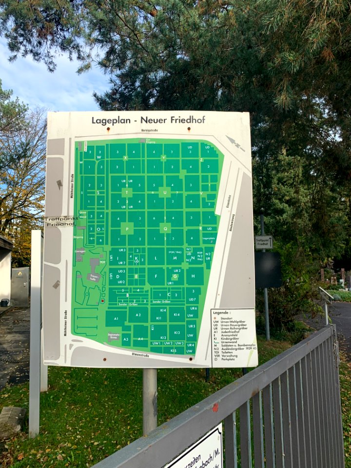 Offenbach am Main, Neuer Friedhof, Lageplan