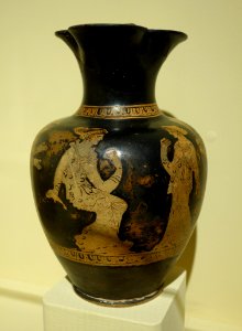 Oinochoe, Greek, about 5th century BC, ceramic, red figure ware - Fitchburg Art Museum - DSC08636