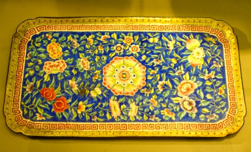 Offering tray for royal domestic use in Hue, Nguyen dynasty, 19th to early 20th century, enamel on bronze - National Museum of Vietnamese History - Hanoi, Vietnam - DSC05630 photo