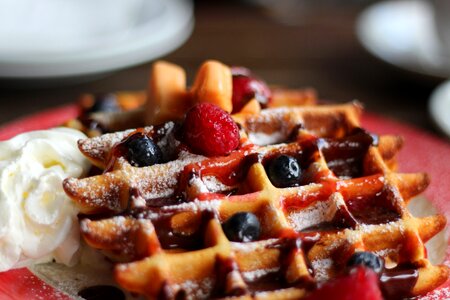 Waffles breakfast dessert