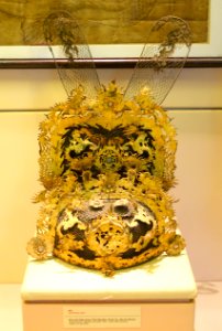 Official hat, Nguyen dynasty, 19th to early 20th century, gilded metal - National Museum of Vietnamese History - Hanoi, Vietnam - DSC05595