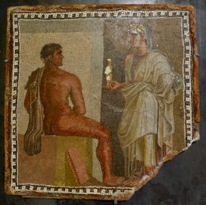 Orestes and Iphigenia, A.C. 4948, Roman floor mosaic, 2nd-3rd century AD - Musei Capitolini - Rome, Italy - DSC05857
