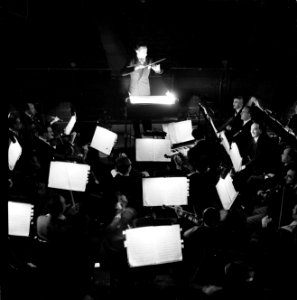 Orkest in de orkestbak van de Scala in Milaan, Bestanddeelnr 254-5331 photo