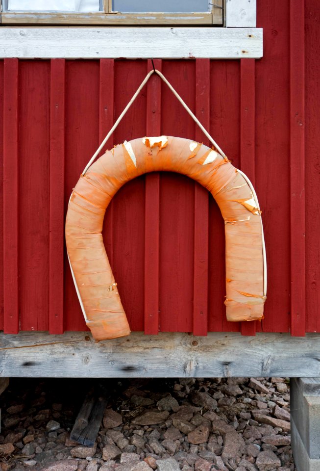 Orange horseshoe lifebuoy in Loddebo