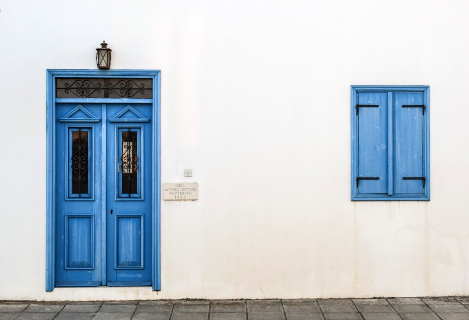 Blue entrance white photo