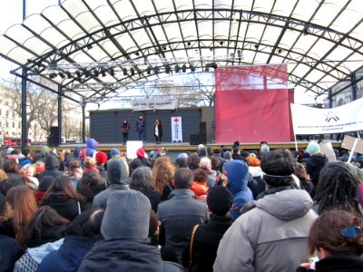 Organizers speak at demonstration against Swedish migration policy in Stockholm-2