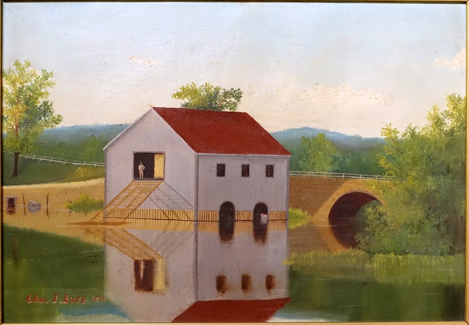 Original House of the Dedham Boat Club, by Edward J. Luce, 1875, oil on canvas - Dedham Historical Society - Dedham Massachusetts - DSC04271