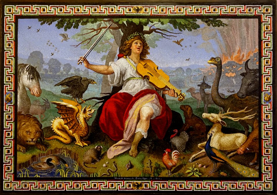 Orpheus by Marcello Provenzale, 1618, mosaic - Galleria Borghese - Rome, Italy - DSC04610