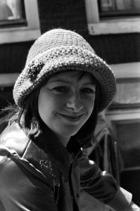 Opnamen voor film Naakt over de schutting , actrice Jennifer Willems (kop), Bestanddeelnr 926-4905