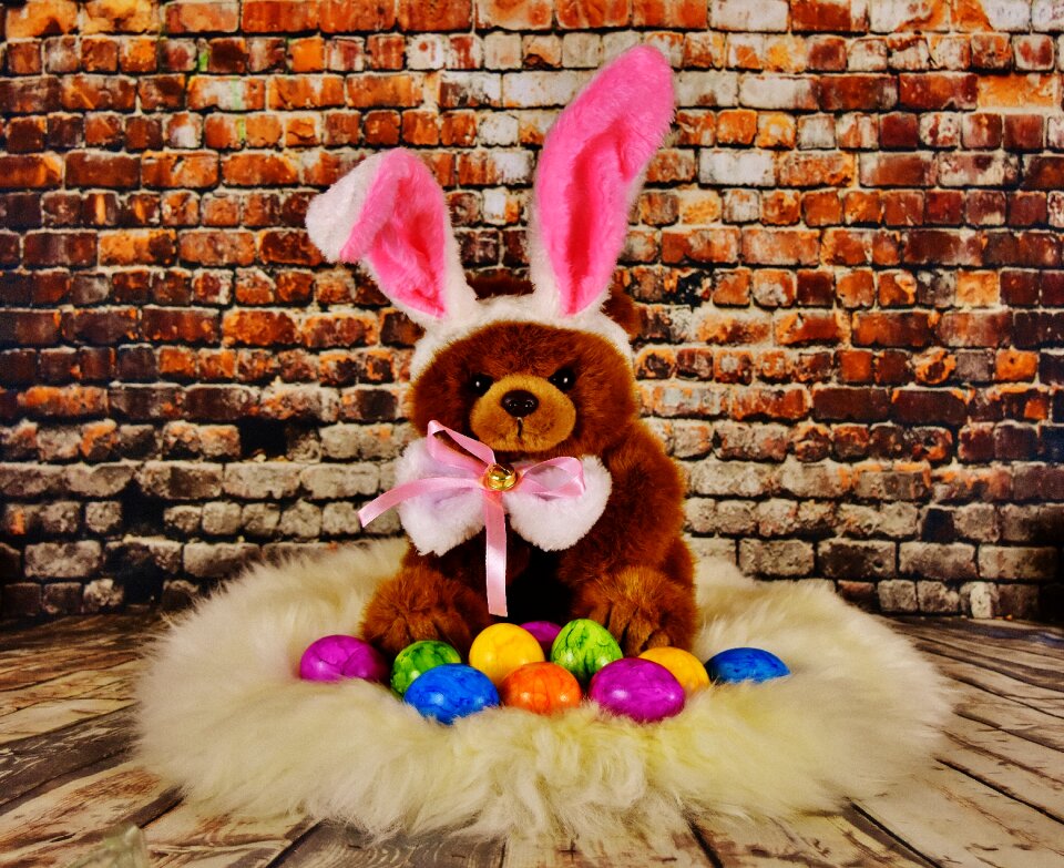 Happy easter colorful eggs hare
