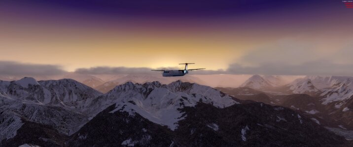 Aircraft dash q400 sunset photo