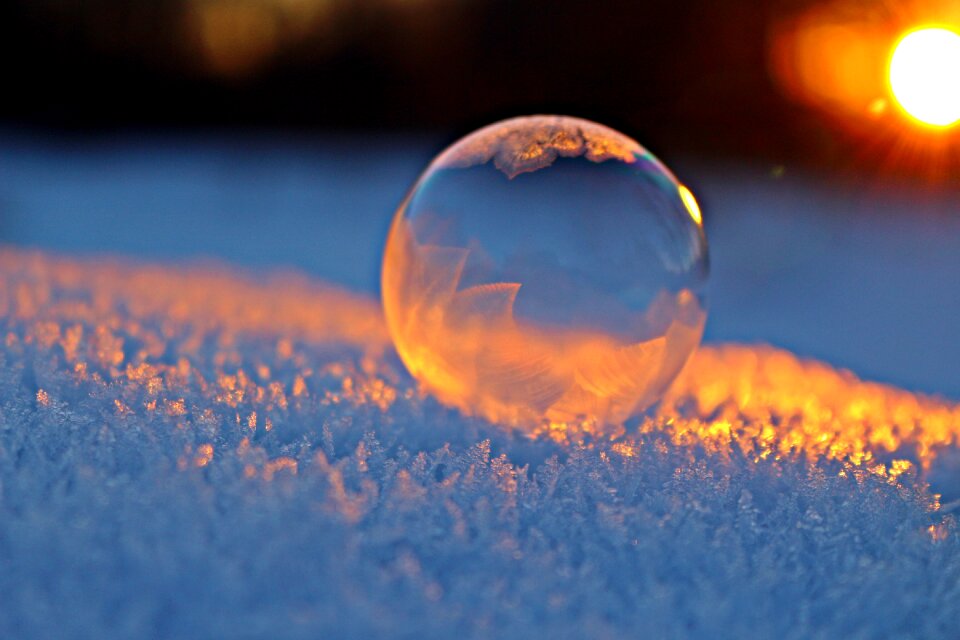 Winter frozen bubble frozen
