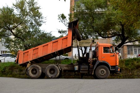 Orange truck in Vladivostok