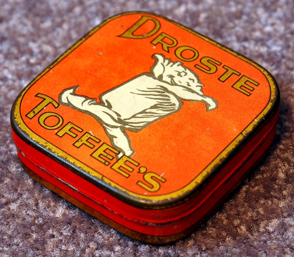 Oranje Droste Toffees blikje, foto 1