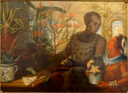 Orangerie scene with allegories of Africa and America, by Joseph Anton Glantschnigg, c. 1745 - Mainfränkisches Museum - Würzburg, Germany - DSC04458
