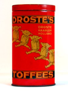 Oranje ovaal cylindervormig Droste tofees blik, foto6