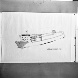Opname van tekening van schip, opdracht Continental Public Relations, Bestanddeelnr 925-9173