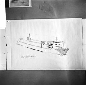 Opname van tekening van schip, opdracht Continental Public Relations, Bestanddeelnr 925-9172
