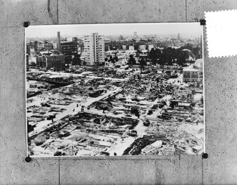 Opname overzicht Rotterdam na oorlog voor herstel, Bestanddeelnr 906-1014