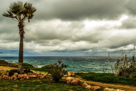 Coastal path sky clouds photo