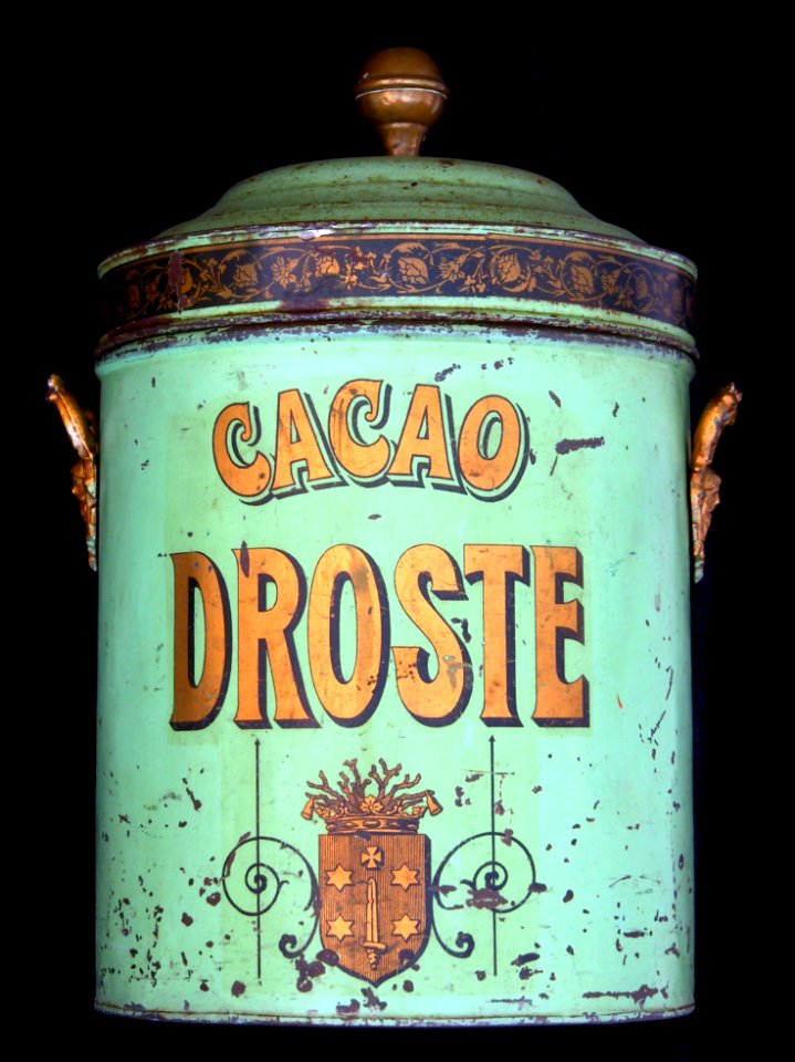 Oude blauwe Cacao Droste bus met wapen van Haarlem, foto1