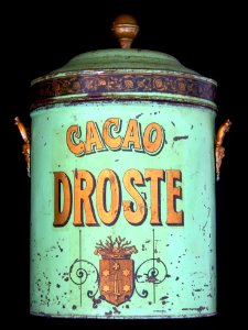 Oude blauwe Cacao Droste bus met wapen van Haarlem, foto1