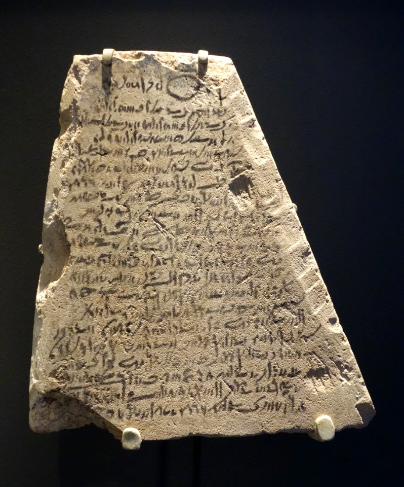 Ostrakon with Demotic Inscription - Egypt, probably Thebes, Ptolemaic Period, 305-330 BC, limestone - Brooklyn Museum - Brooklyn, NY - DSC08691