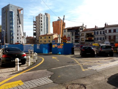Oullins - Place Anatole France, construction de la station du métro B Oullins centre (4)