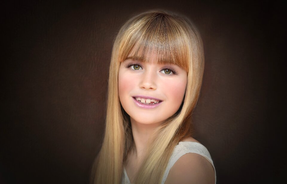 Girl blond long hair