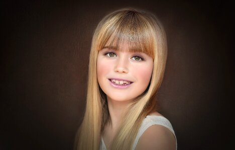 Girl blond long hair photo