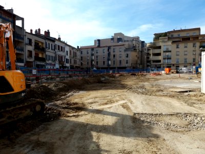 Oullins - Place Anatole France, construction de la station du métro B Oullins centre (3)