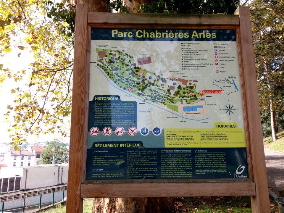Oullins - Parc Chabrières-Arlès, plan du parc
