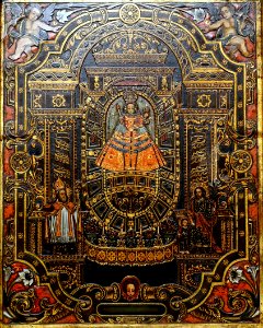 Our Lady of Copacabana, artist unknown, Bolivia, 18th century, oil on incised copper plate - Blanton Museum of Art - Austin, Texas - DSC08150