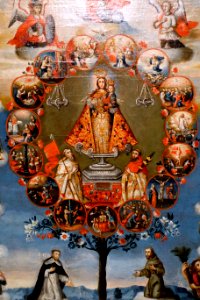 Our Lady of Characato, by Cipriano de Toledo y Gutierrez, Cuzco, Peru, 1771, oil on canvas, detail 1 - Blanton Museum of Art - Austin, Texas - DSC08128
