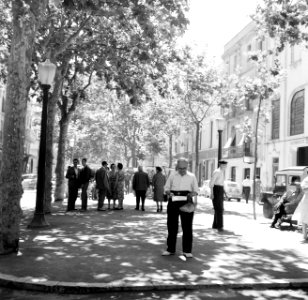 Oudere man leest een brief op de boulevard, Bestanddeelnr 254-0791