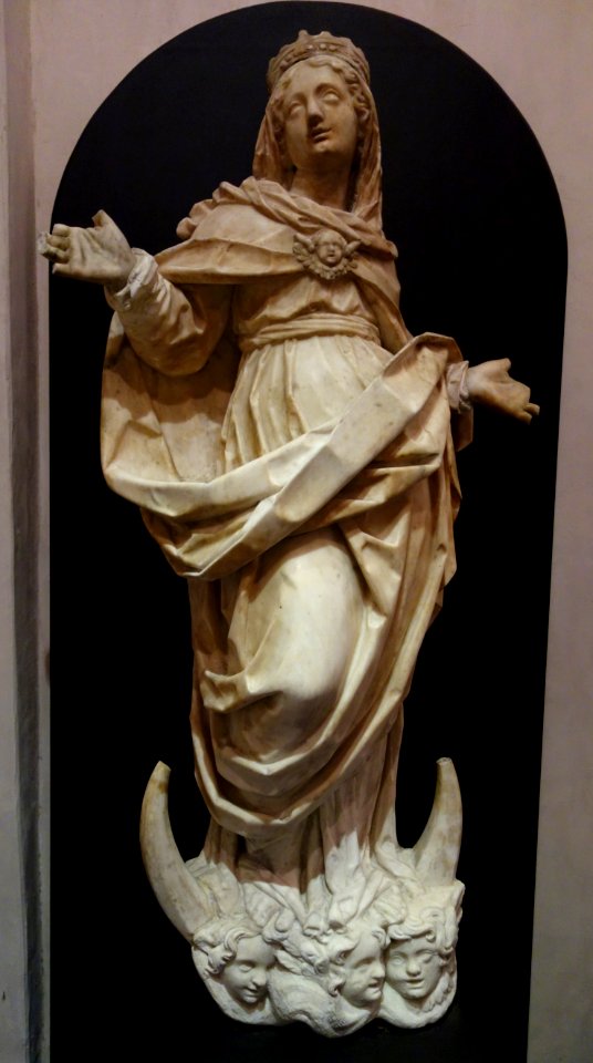 Our Lady with Cherubs, unknown sculpture, view 1 - Museo Diocesano (Genoa) - DSC01882