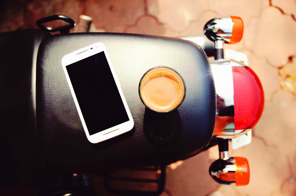 Mobile phone motorcycle no person