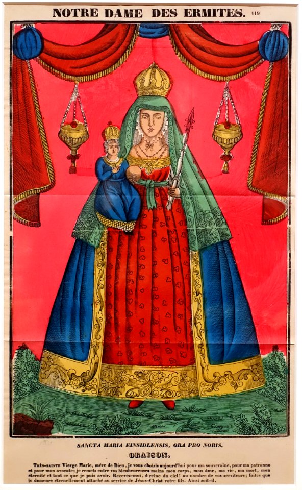 Our Lady of the Hermits, by Francois Georgin, 1824, epinal print, in L'Ymagier no. 3 - The Carnival of Being (Alfred Jarry at the Morgan) - Morgan Library & Museum - New York City - DSC06825