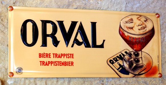 Orval - bière trapiste - trappistenbier, enamel advert at the Musée Européen de la Bière