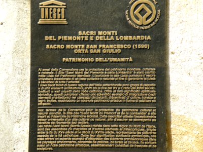 Orta Sacro Monte Lapide Patrimonio mondiale