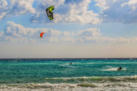 Winter tourism kite boarding