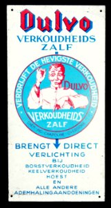 Oulvo Verkoudheids Zalf old cardboard advertising sign