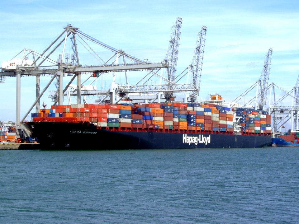 Osaka Express, at the Amazone harbour, Port of Rotterdam, Holland 14-Jul-2007