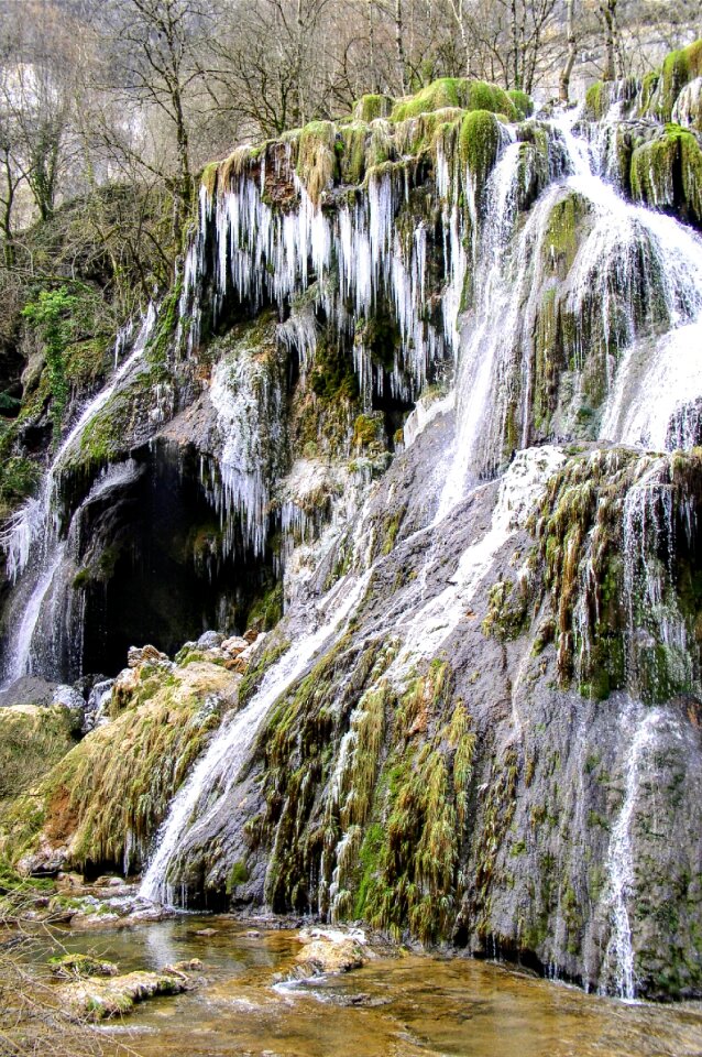 Winter landscape frozen water jura photo